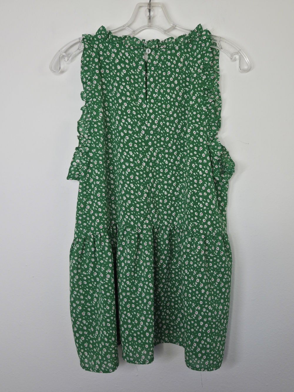 Green Floral Ruffle Sleeve Blouse - Picture 6 of 7